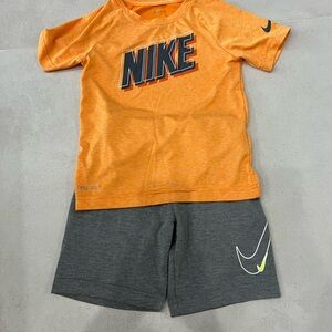 Nike Kids' Orange Tee and Navy Shorts dry-fit Set